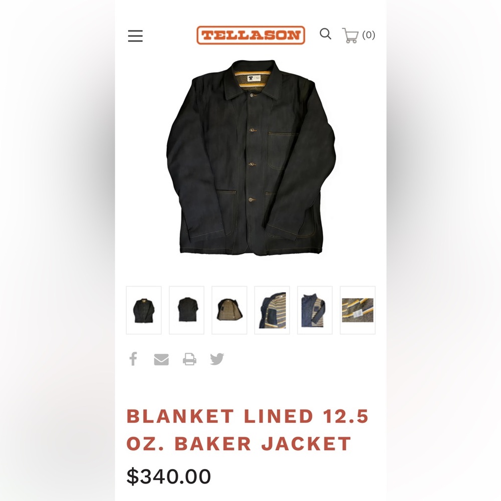 Tellason denim blanket-lined Baker Jacket XL - Picture 7 of 8